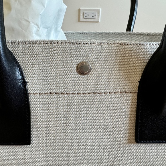 YSL Rive Gauche Canvas Tote in White Linen - Picture 10 of 14